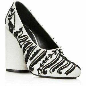 Tory Burch Black/White Lucia Embellished Pumps